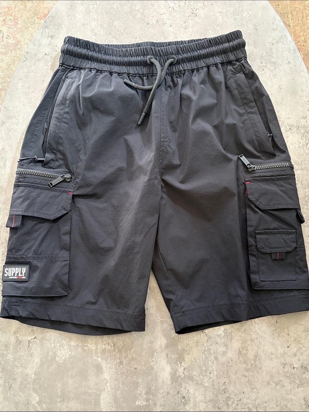 Supply and Demand Black Men's Cargo Shorts with Zip Pockets